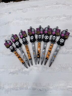 Halloween SCREAM Ghost beaded Pens with funny saying, “No, You Hang Up!”